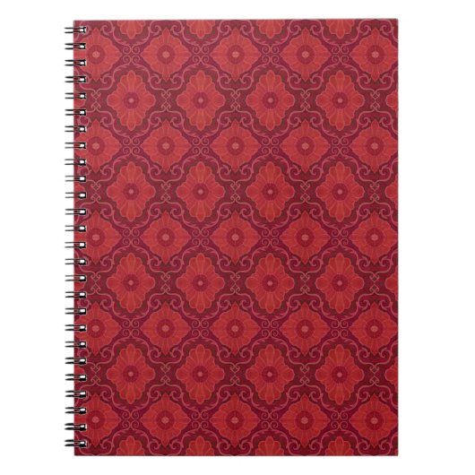 Carnet Floral arabesque pattern in the shades of red (Devant)