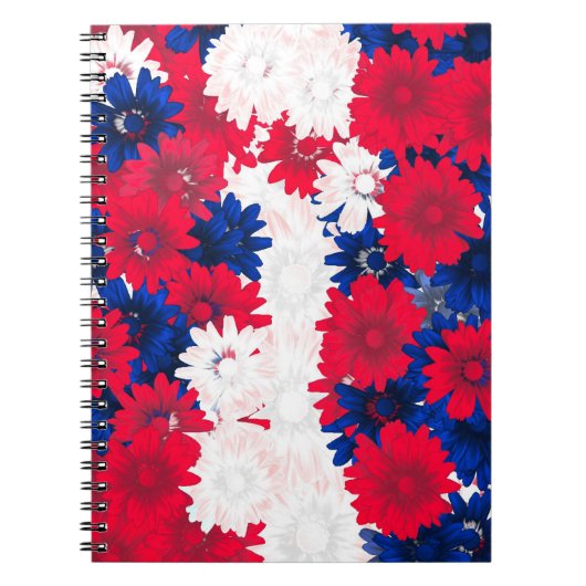 Carnet Floral blanc rouge et bleu (Devant)