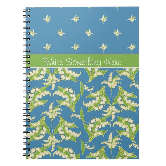 Carnet floral bleu chic Lily-of-the-Vally (Devant)