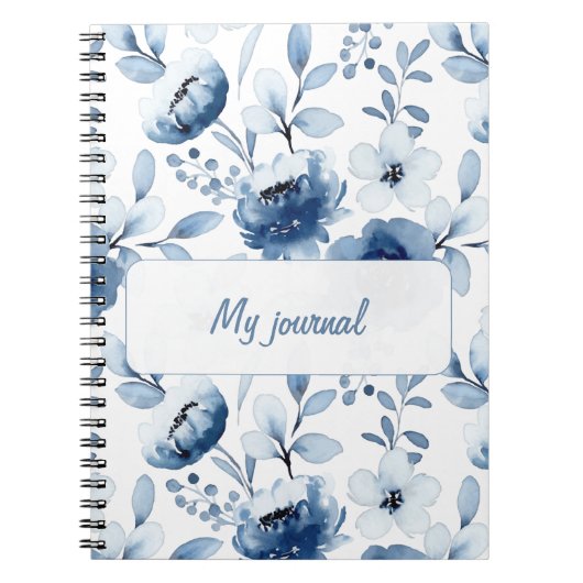 Carnet Floral Bleu | Journal Élégant de Fleurs (Devant)