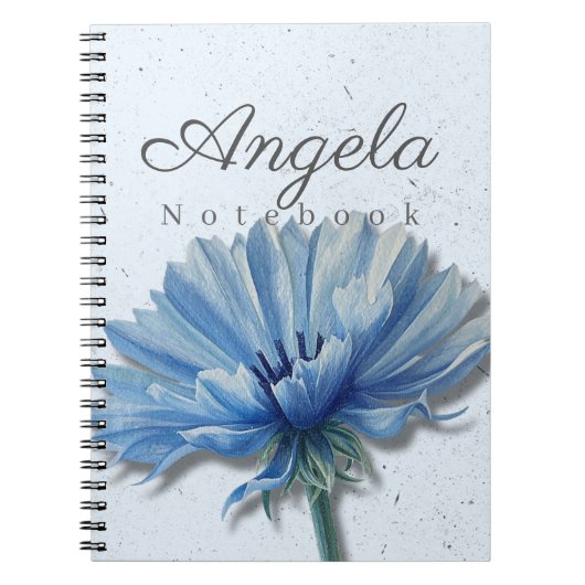 Carnet Floral Bleu Nom | Journal Bleuet (Devant)