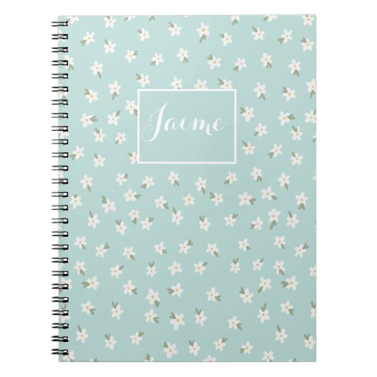 Carnet floral bleu personnalisé (Devant)