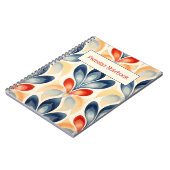 Carnet floral bleu rétro et orange (Côté gauche)
