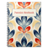 Carnet floral bleu rétro et orange (Devant)