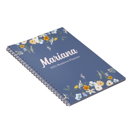 Carnet floral blue nova 2024 planificateur d'affaires per (Côté Droit)