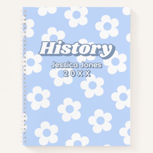 Carnet Floral Blue White Daisy Motif School Sujet (Devant)