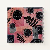 Carnet Floral botanique moderne Abstrait rose et noir (Dos)