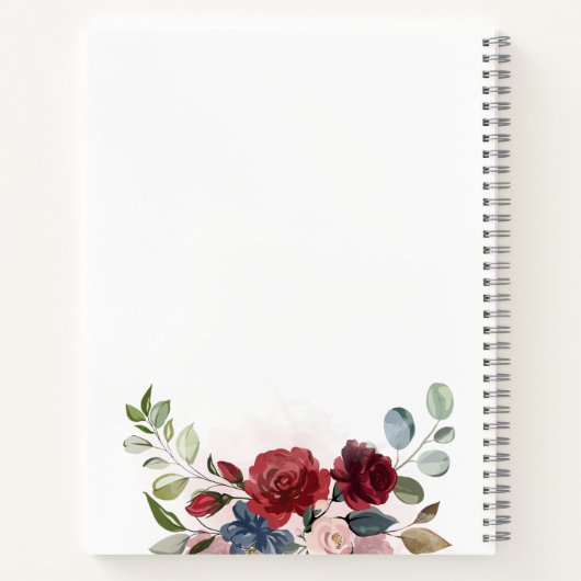 Carnet Floral Bourgogne Aquarelle Mariage de automne livr (Dos)