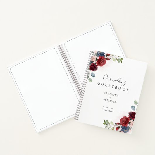 Carnet Floral Bourgogne Aquarelle Mariage de automne livr (Intérieur)