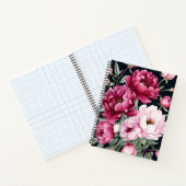 Carnet Floral Bourgogne et rose sur noir (Intérieur)