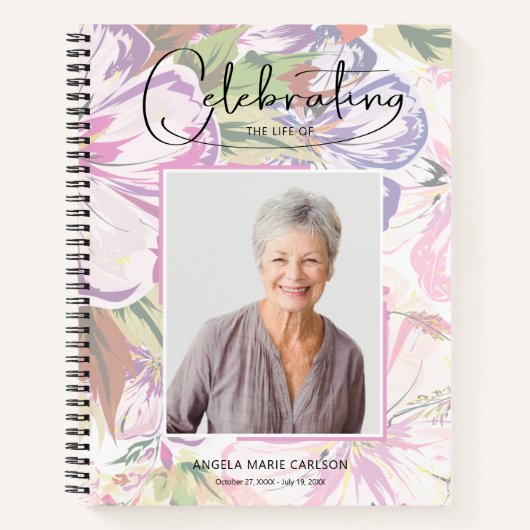 Carnet Floral Celebration of Life Funeral Guest Book (Devant)