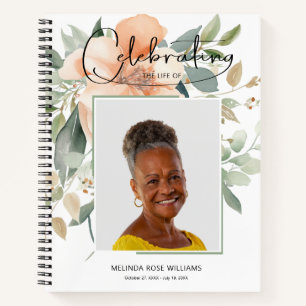 Carnet Floral Celebration of Life Funeral Guest Book