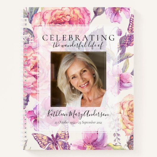 Carnet Floral Celebration of Life Funeral Guest Book (Devant)