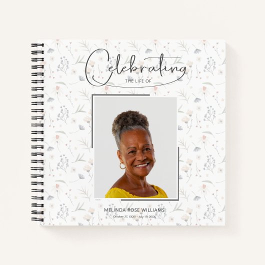 Carnet Floral Celebration of Life Funeral Guest Book (Devant)