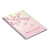Carnet Floral Cherry Blossom Monogramme Ajouter Nom Et An (Côté Droit)