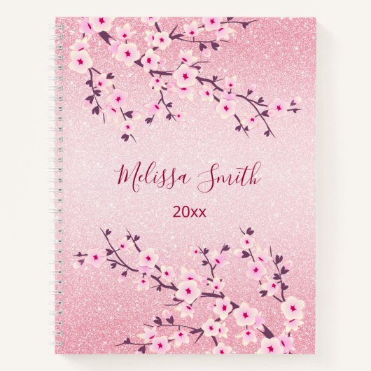 Carnet Floral Cherry Blossoms Parties scintillant rose Aj (Devant)