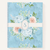 Carnet Floral Chic Rustique Bleu Rose Vert (Devant)