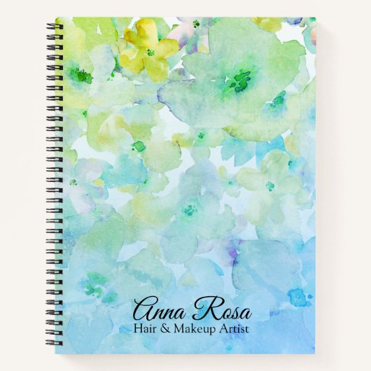 Carnet *~* Floral & Chic Turquoise Pastel Aquarelle (Devant)