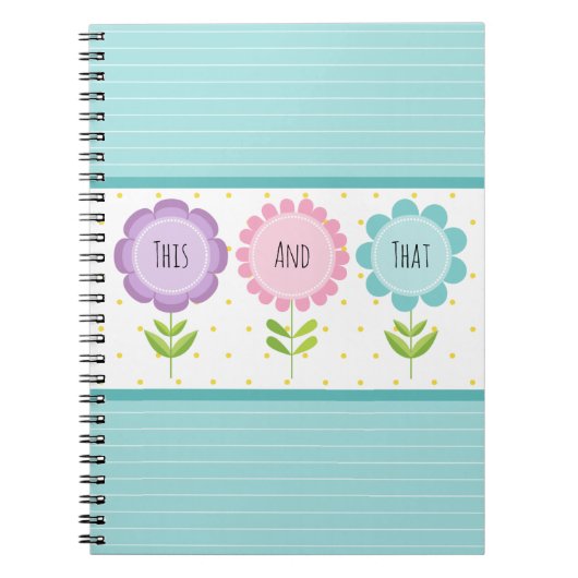 Carnet Floral coloré et rayures (Devant)