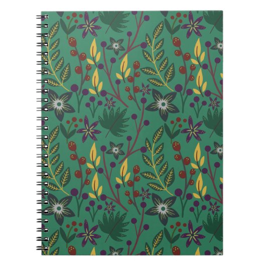 Carnet Floral continu fleurs motif vert arrière - plan (Devant)