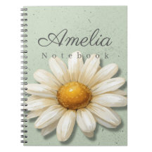 Carnet Floral Daisy Nom | Journal Vert Sauge