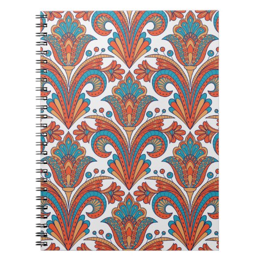 Carnet Floral damask coloré transparent motif (Devant)