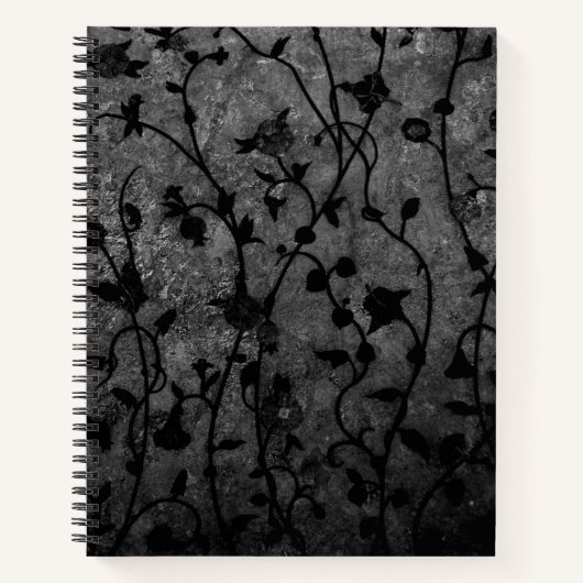 Carnet Floral d'antiquité gothique noir et blanc (Devant)