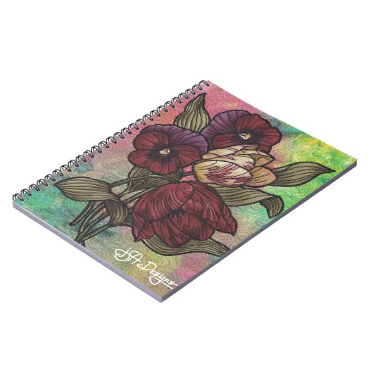 Carnet floral d'art de textile (Côté gauche)