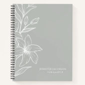 Carnet Floral de Boho vert Sage moderne (Devant)