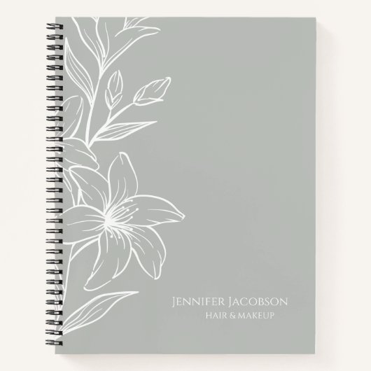 Carnet Floral de Boho vert Sage moderne (Devant)