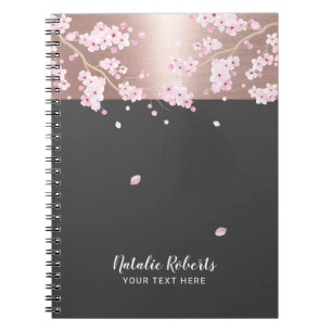 Carnet floral de fleurs de cerisier rose