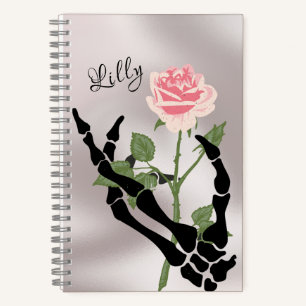 Carnet floral de la main personnelle du crâne