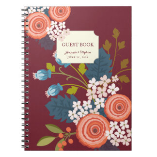 Carnet floral de livre d'invité de mariage de