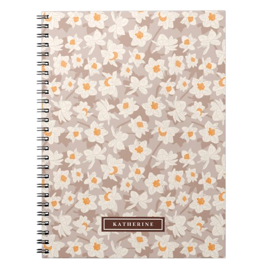 Carnet Floral de printemps fleurs de jonquilles | Brown p (Devant)