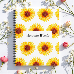 Carnet floral de tournesol blanc jaune