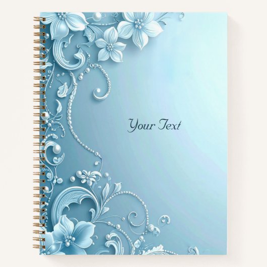 Carnet floral décoratif bleu (Devant)
