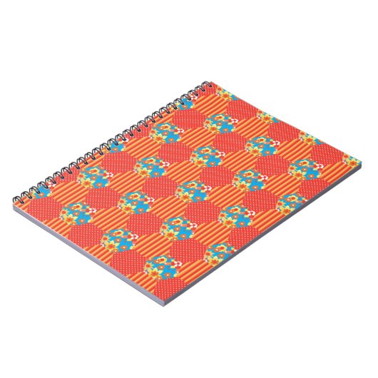Carnet Floral Ditsy, Rayures, Patchwork Pois (Côté gauche)