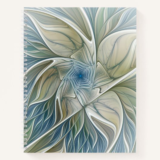 Carnet Floral Dream Motif Abstrait Blue Khaki Fractal (Devant)