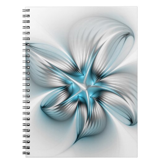 Carnet Floral Elegance Modern Abstract Blue Fractal Art (Devant)