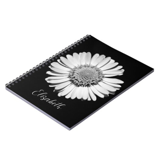 Carnet Floral Elegant Big Black and White Daisy Ajouter u (Côté gauche)
