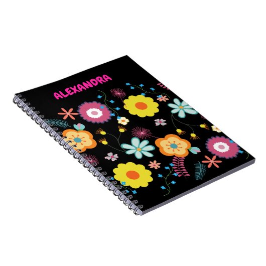 Carnet Floral Flower Power Coloré rose (Côté Droit)