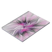 Carnet Floral Fractal moderne Fleur Abstraite rose gris (Côté gauche)