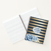 Carnet Floral Gold Stripe de minuit bleu (Intérieur)