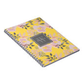 Carnet Floral gris rose féminin avec Monogramme (Côté Droit)