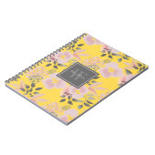 Carnet Floral gris rose féminin avec Monogramme (Côté gauche)