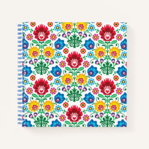 Carnet Floral Heart Folk Art Motif