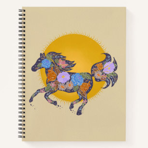 Carnet Floral Horse Silhouette_Carnet pourpre