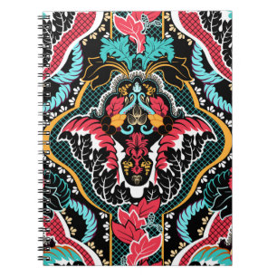 Carnet Floral Indien : Papier peint Vintage sans couleur.