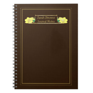 Carnet Floral Jaune Orné Or