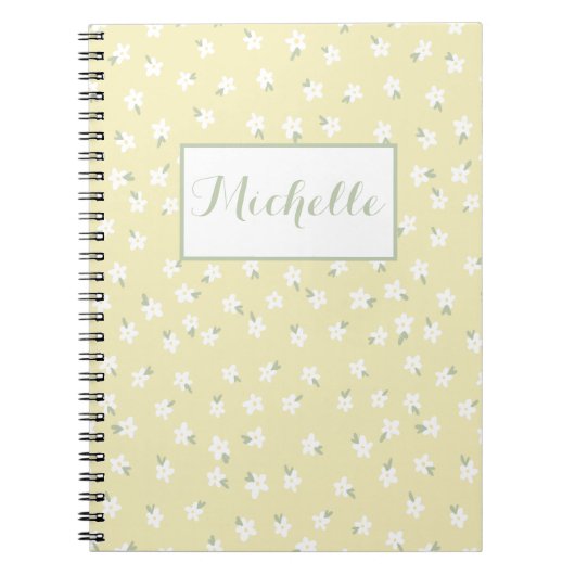 Carnet floral jaune personnalisé (Devant)